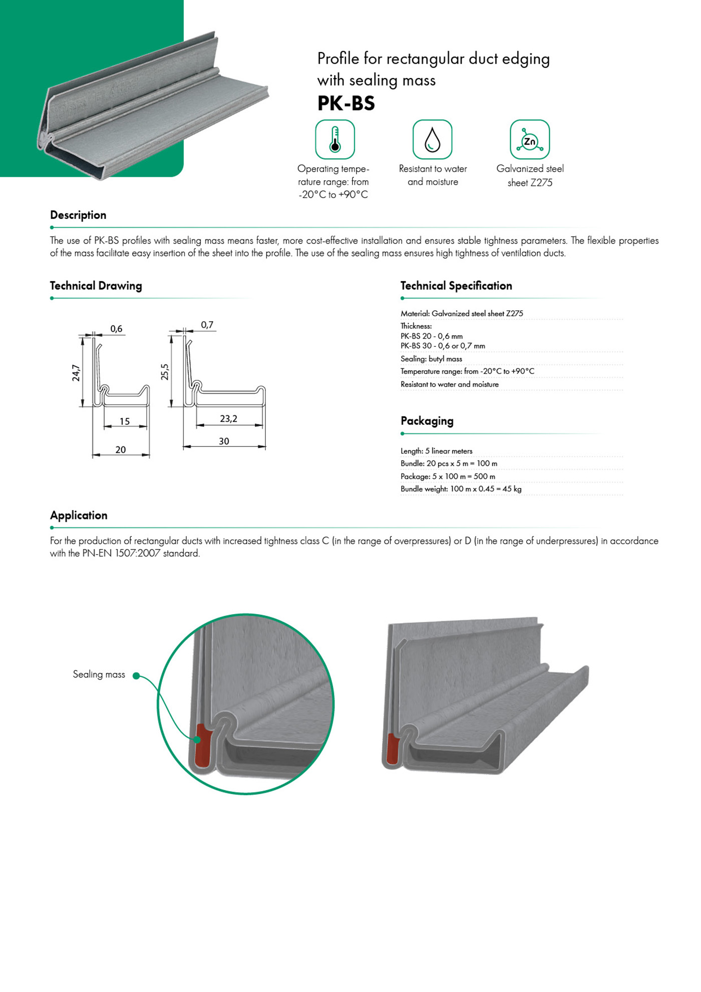 Flange profile PK Havaco catalogue card