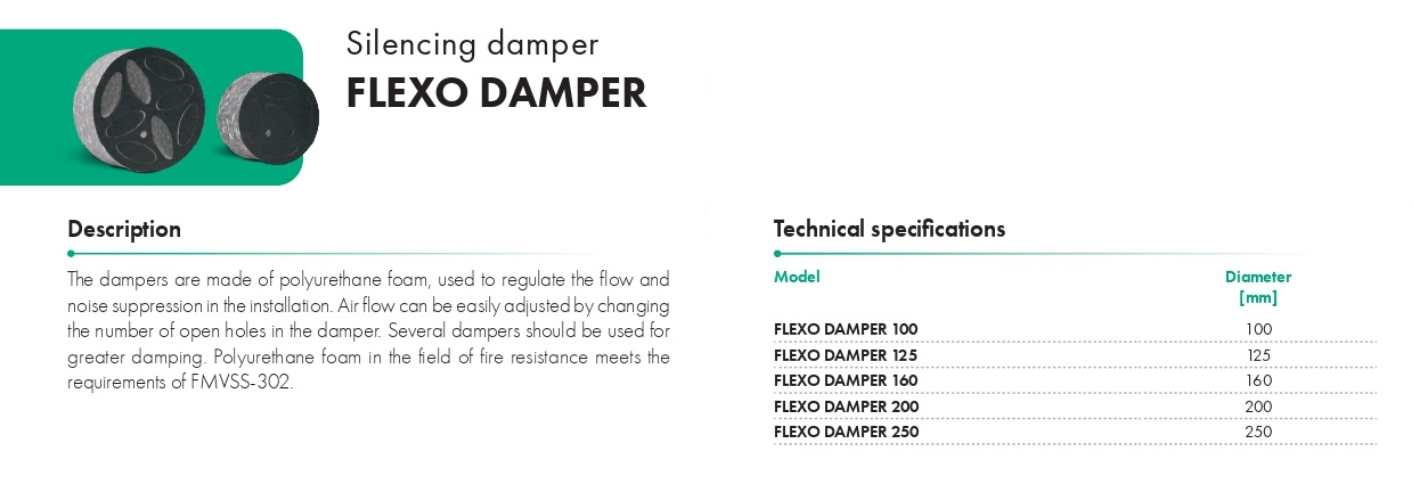 Silencing damper FLEXO DAMPER