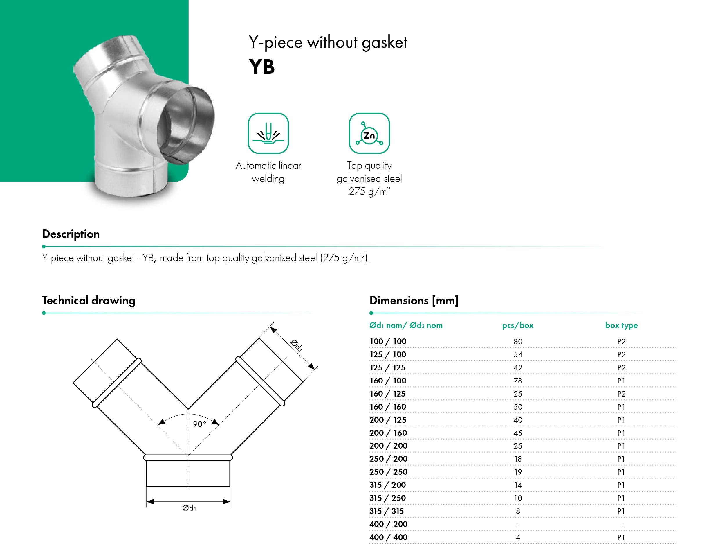 Y-piece without gasket YB HAVACO