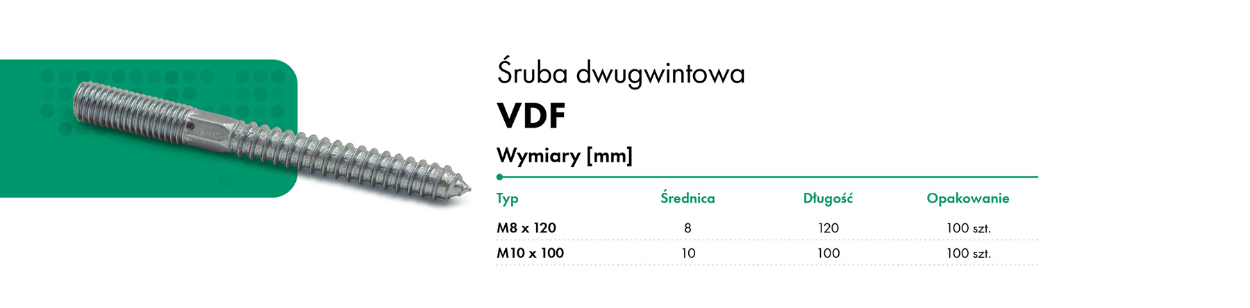 Śruba dwugwintowa VDF HAVACO