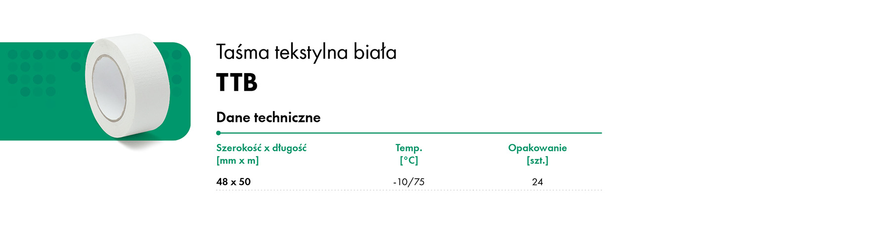 Taśma tekstylna biała TTB HAVACO