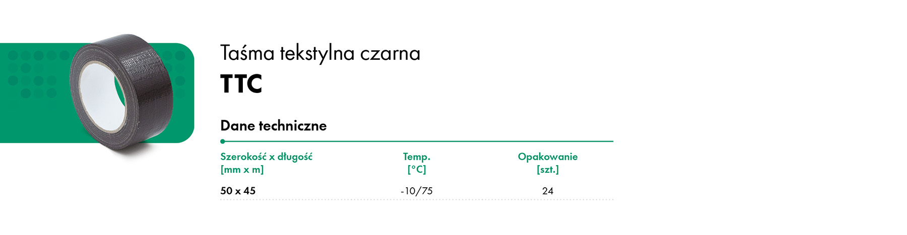 Taśma tekstylna czarna TTC HAVACO