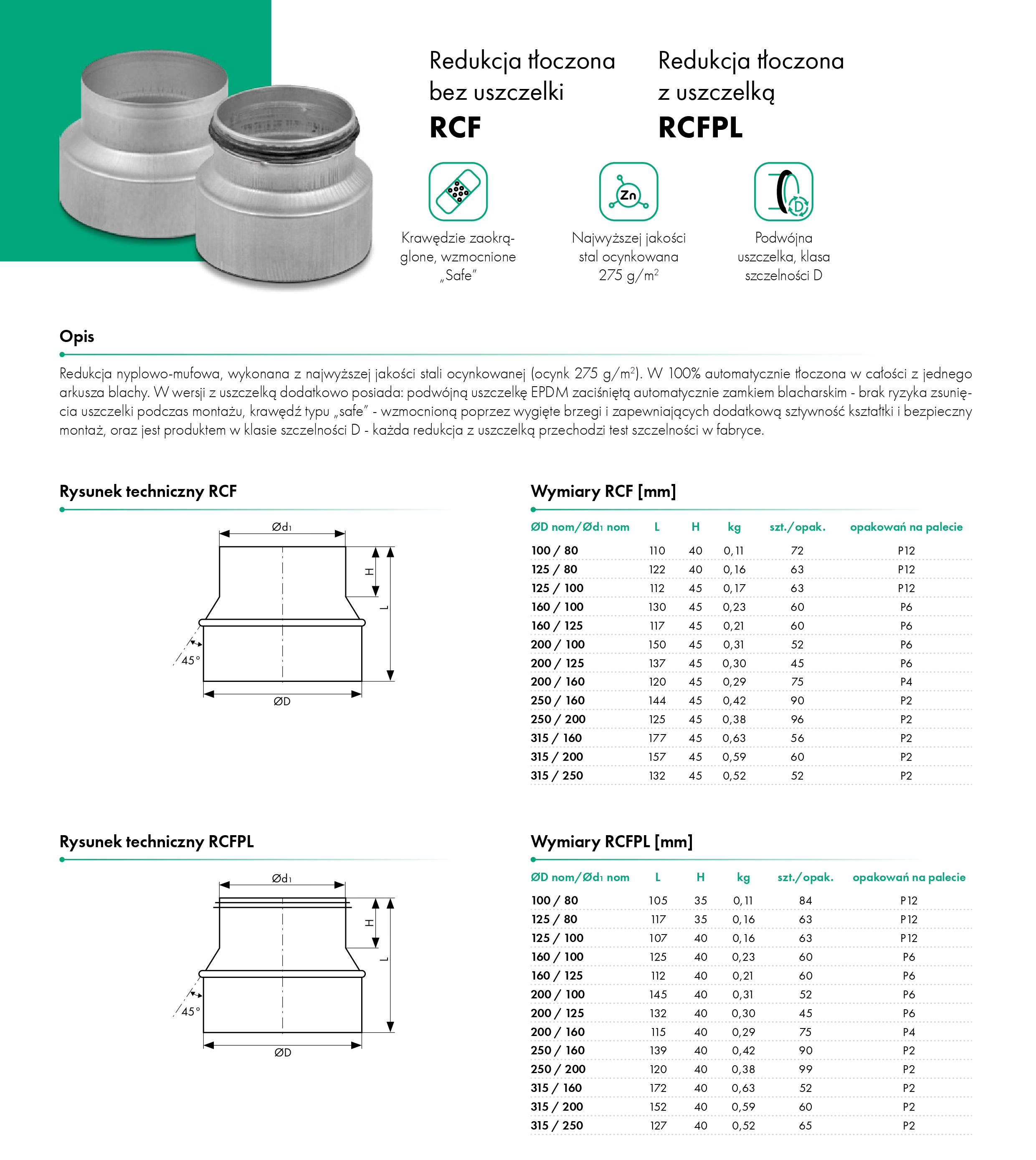Redukcja nyplowo-mufowa tłoczona z uszczelką RCFPL - HAVACO