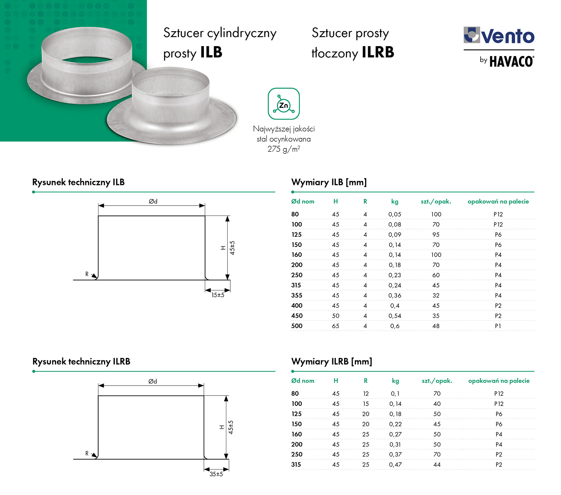 Sztucer cylindryczny prosty ILB - Vento by HAVACO