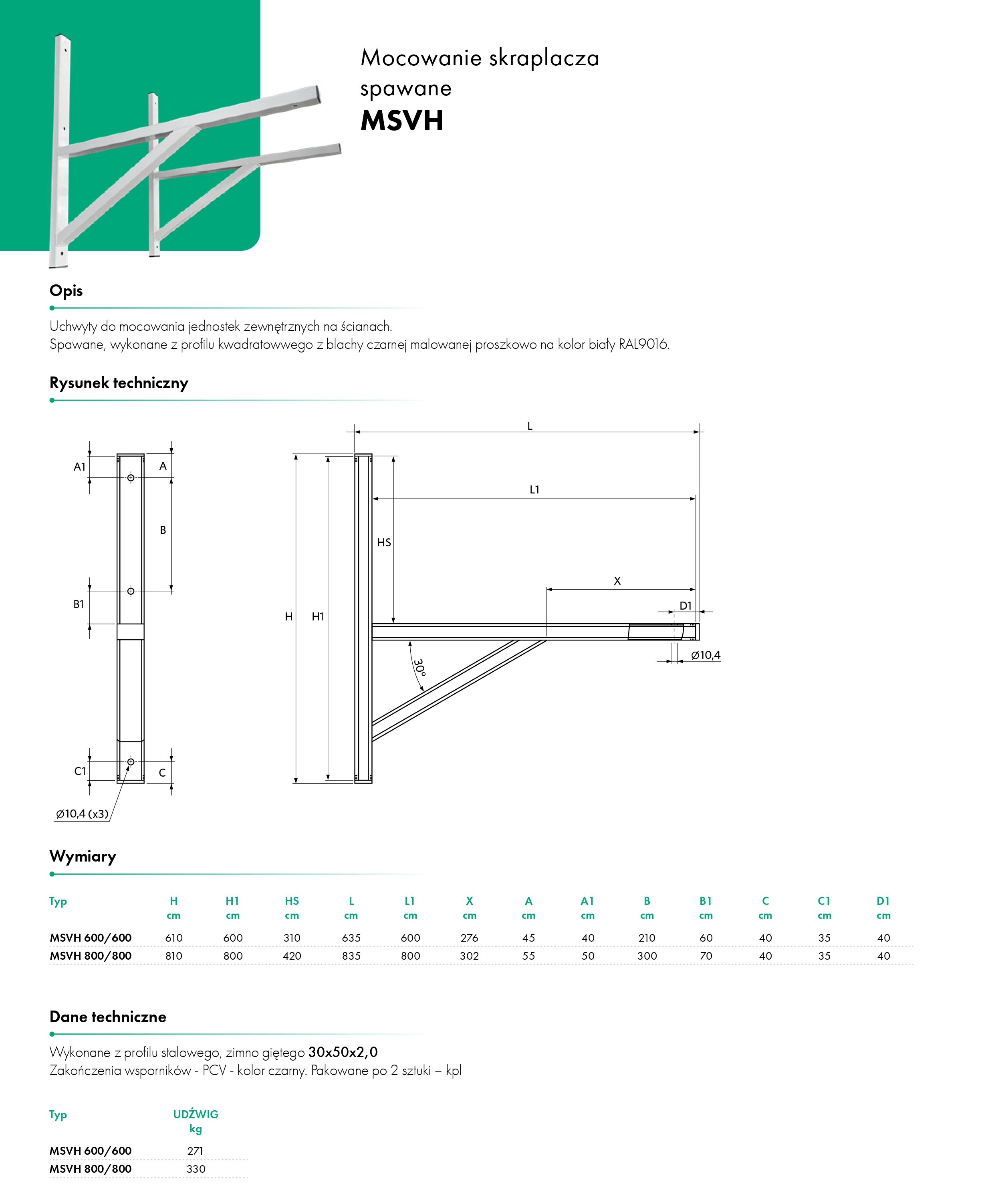 Mocowanie skraplacza spawane MSVH