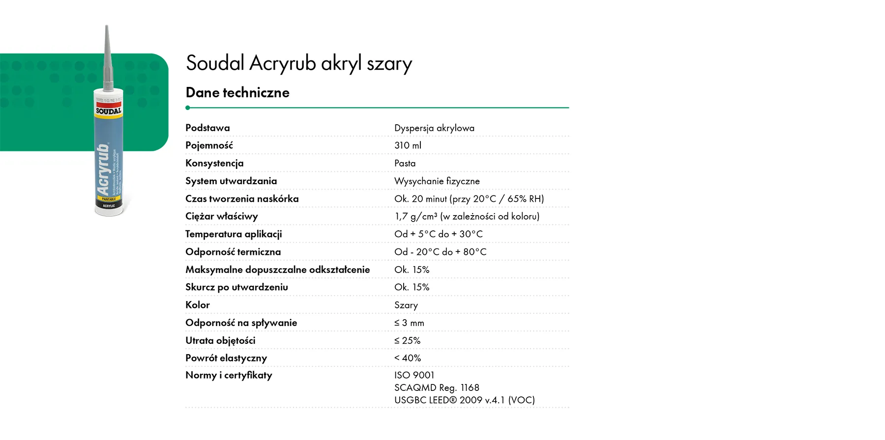 Soudal Acryrub akryl szary